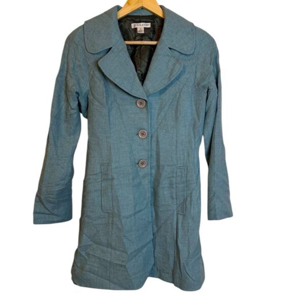 Pendleton Women’s Longline Virgin Wool Light Blue Pea Coat Single Breasted SZ 4 - Picture 1 of 7